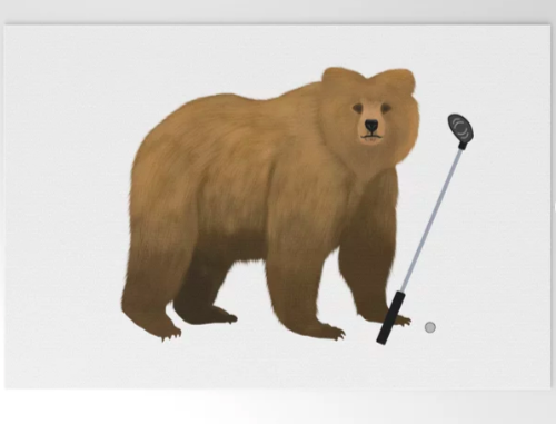 Our bear golf mascot is shown on a welcome mat.