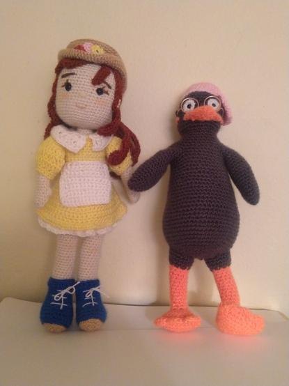 Two amigurumi dolls