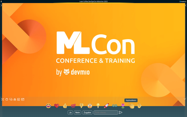 Screenshot of the FeedBeat Audience-Webapp with conference look and feel.