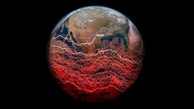 graphic - earth with climate model graphs overlain