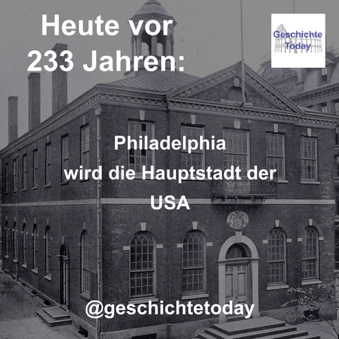Heute vor 233 Jahren: Philadelphia wird die Hauptstadt der USA. Das 1897 aufgenommene schwarz-weiß-Foto zeigt die Außenansicht der Congress Hall in Philadelphia, in der von 1790 bis 1800 der US-Kongress tagte.