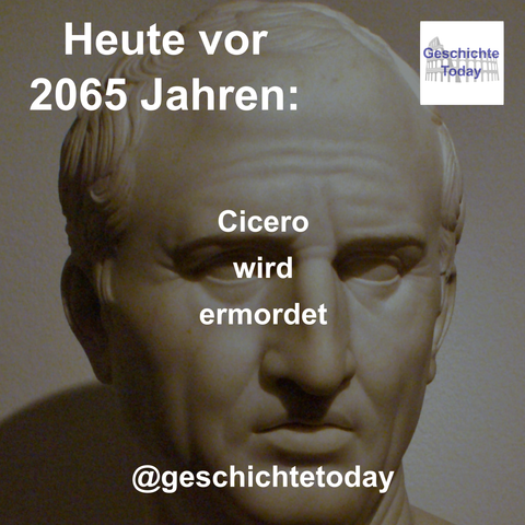 Heute vor 2065 Jahren: Cicero wird ermordet. Das Foto zeigt eine von Bertel Thorvaldsen erstellte Büste Ciceros im Thorvaldsen-Museum in Kopenhagen.
