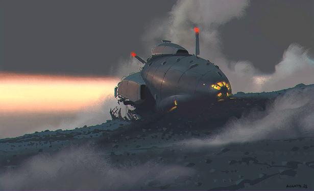 Crashed spaceship drawing