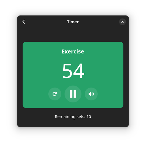 A screenshot of the Exercise Timer application.