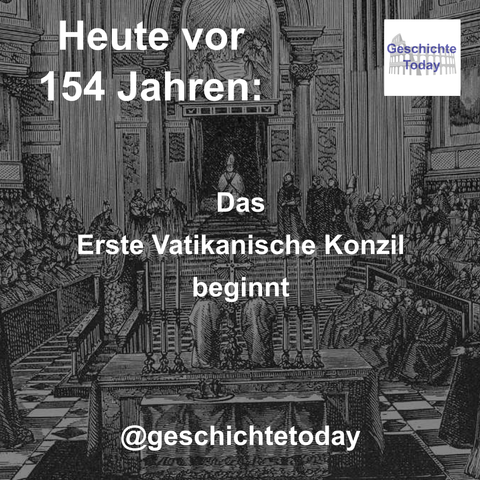 Heute vor 154 Jahren: Das Erste Vatikanische Konzil beginnt. Das Bild, eine Gravur von Karl Benzinger, zeigt eine Sitzung des Ersten Vatikanischen Konzils im Petersdom.