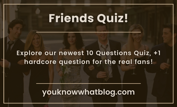 Friends quiz promotion image comprising the tv series cast