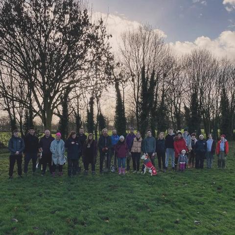 A group shot of everyone volunteered at today's tree planting event