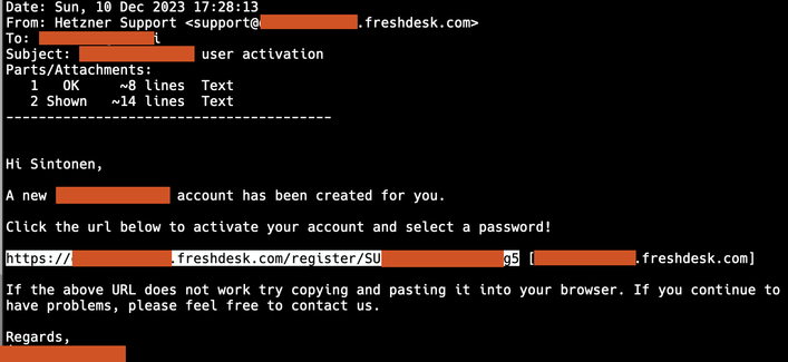 Phishing attack originating from the freshdesk platform.