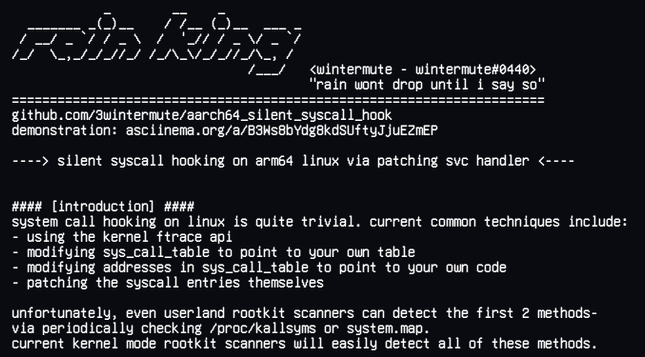 system call hooking on linux is quite trivial. current common techniques include:
- using the kernel ftrace api
- modifying sys_call_table to point to your own table
- modifying addresses in sys_call_table to point to your own code
- patching the syscall entries themselves

unfortunately, even userland rootkit scanners can detect the first 2 methods-
via periodically checking /proc/kallsyms or system.map.
current kernel mode rootkit scanners will easily detect all of these methods.