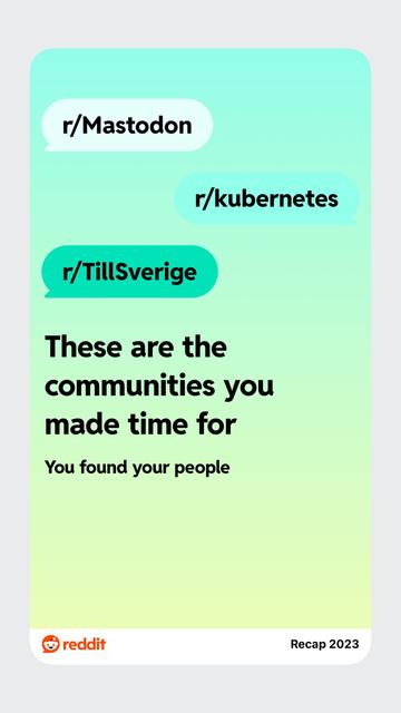 These are the communities you made time for: r/ Mastodon, r/kubernetes, r/ TillSverige