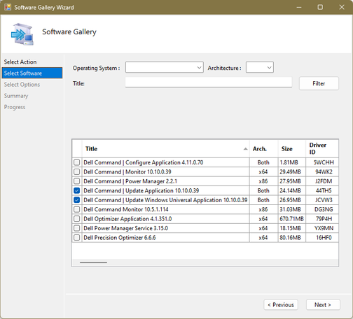 Dell Software Gallery Wizard shows Dell Command Update version as 10.10.0.39 when it should be 5.1.0.