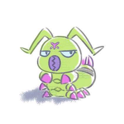 a very unimpressed wormmon.
