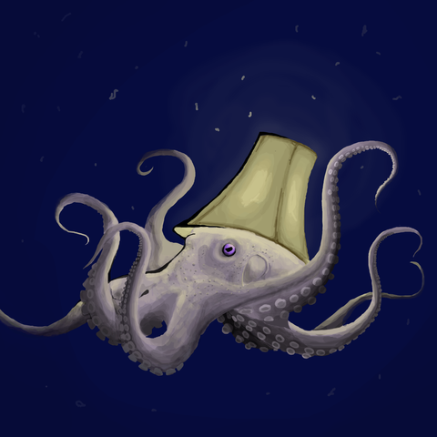 An octopus with a lamp for a head