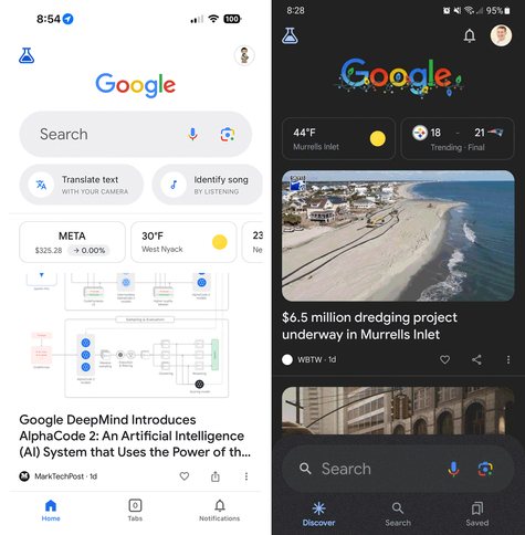 Google is testing the search bar at the bottom of the screen in the Google app