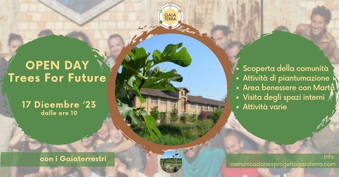 OpenDay & Trees For Future
Dicembre 17 - ore 10:00

Scoperta della Comunità
Attività di piantumazione
Area benessere con Marta
Visita degli spazi interni
Attività varie