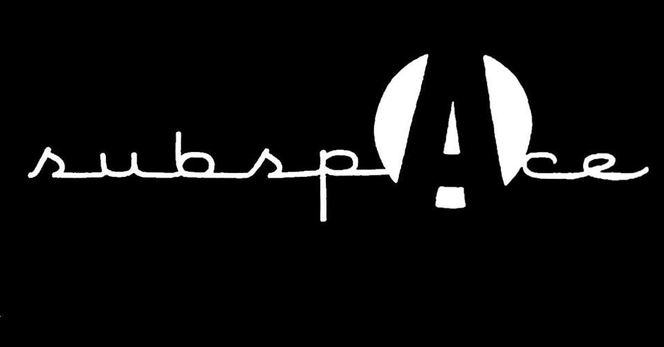 black share pic. in white minor letters subspace but the A is a capital circled A.