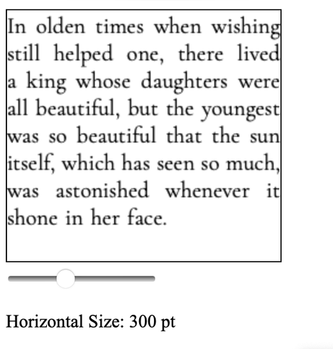 A small page where you can play with the horizontal size of a paragraph.