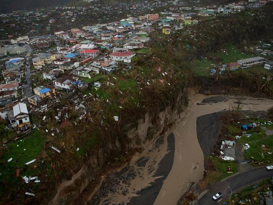 aerial photo - Dominica - Hurricane Maria damage and sediment deposition