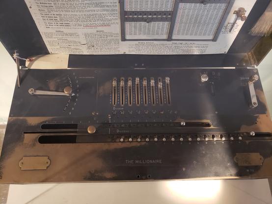 picture of a 
"Millionare" mechanical calculator from the Mint Museum in New Orleans.