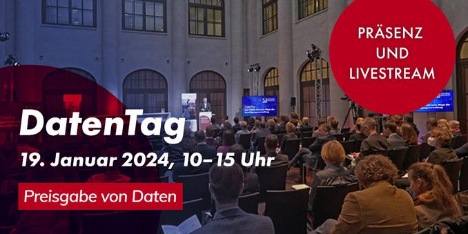 Das Sharepic zum DatenTag zeigt im Hintergrund ein Foto von einer Diskussionsveranstaltung mit vielen Menschen im Publikum. Informationen:

DatenTag
19. Januar 2024, 10-15 Uhr
Preisgabe von Daten
Präsenz und Livestream