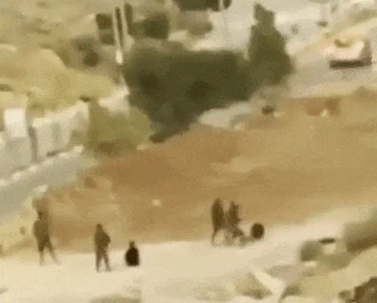 Soldiers from the IDF's Netzah Yehuda Battalion hit Palestinians near Ramallah last August.Credit: firas._.1998