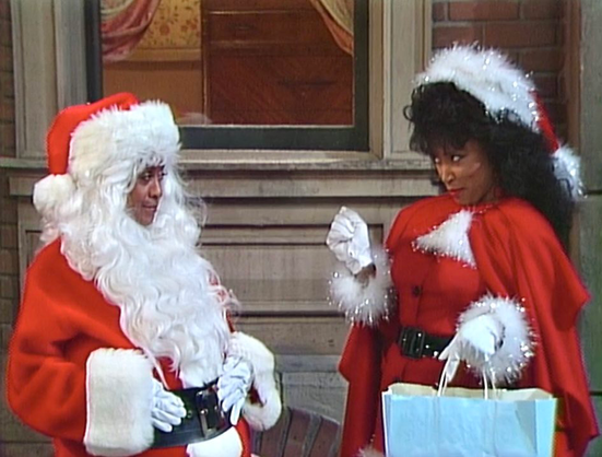 Marla Gibbs is dressed as Santa and Jackee is a sexy mrs clause?