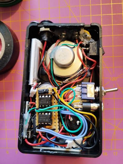 view inside with everything assembled and glued to place. it's very cramped.