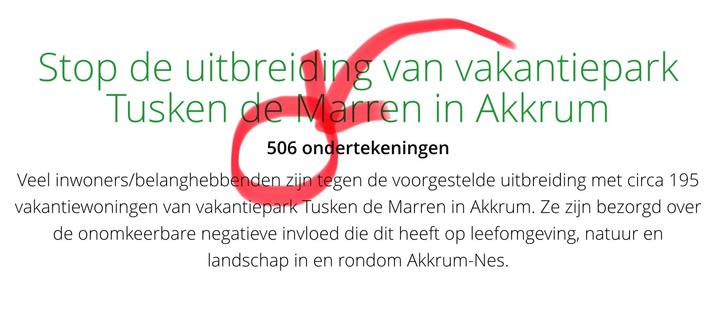 al meer dan 500 handtekeningen - teken jij ook op https://petities.nl/petitions/stop-de-uitbreiding-van-vakantiepark-tusken-de-marren-in-akkrum/