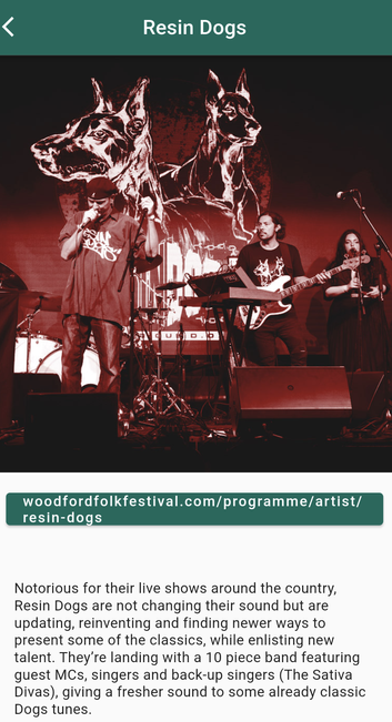 The Resin Dogs promo from the Woodford Folk Festival app.