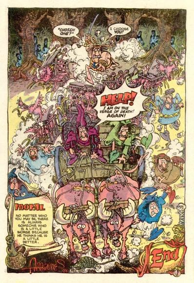 Groo poursuit une charette dans un dessin délicieusement foutraque.