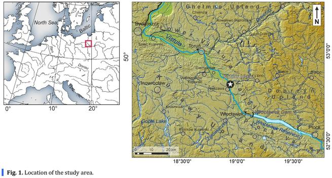 maps - study area - Vistula River, near Nieszawa, Poland