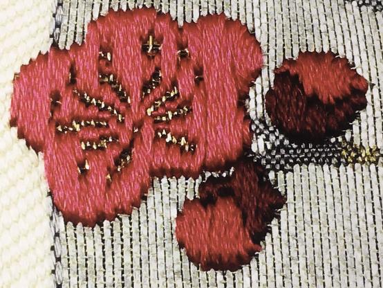 Gros plan sur des fleurs de prunier rouges.