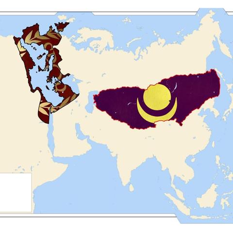Xiongnu Empire and Roman empire peak
Xiongnu Capital-Luut (Arkhangai-Ölziit)
Roman Capital-Rome (Rome)

There are only fully managed areas here, so temporarily raided areas are not counted.