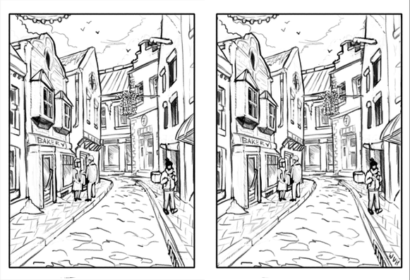 Same street view as before, but now the two sides of the stereoscopic 3d have been laid out side by side instead of overlaid. This makes it easier to see the whole image without red-cyan 3d glasses.
