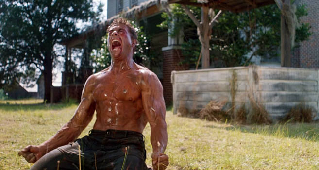 Scene from Cyborg, Jean Claude Van Damme's movie.