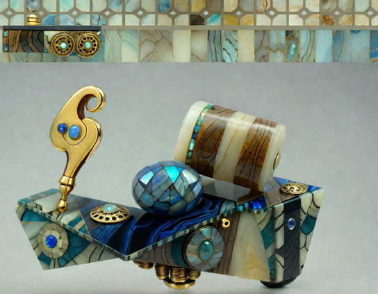Assorted desktop fidget toys with a blend of elegance and innovation, featuring gold and gemstones.