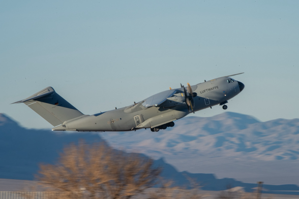 Luftwaffe A400 departing Creech AFB
