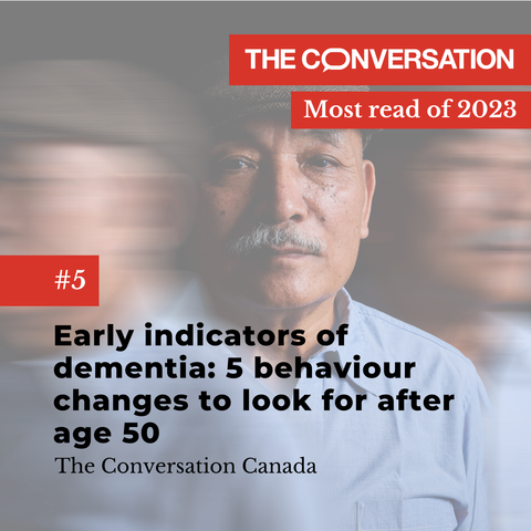 THE CONVERSATION Early indicators of dementia: 5 behaviour changes to look for after age 50 from The Conversation Canada