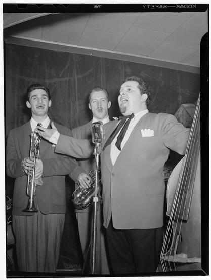 Portrait of Chubby Jackson, Conte Candoli, and Emmett Carls, Esquire Club, Valley Stream, Long Island, N.Y., ca. Apr. 1947