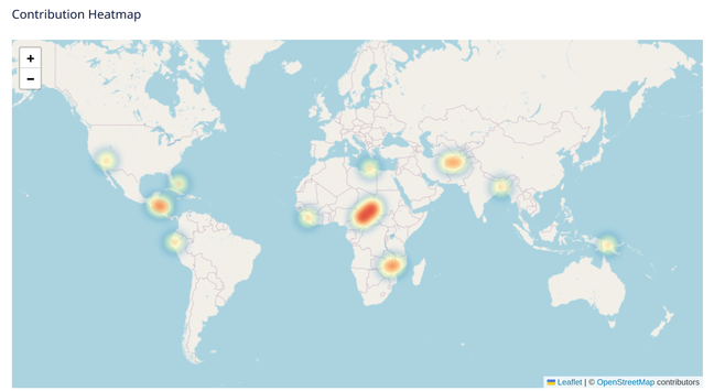 A map showing where I contributed