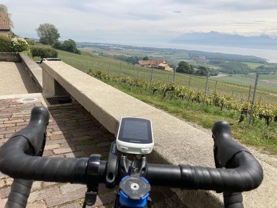 View of the Garmin Explore and vineyards in the Canton De Vaud