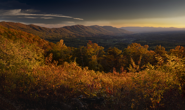 Blue Ridge Parkway Overlook Porter Mountain in Autumn here:

https://www.pictorem.com/879890/Blue%20Ridge%20Parkway%20Overlook%20Porter%20Mountain%20in%20Autumn.html