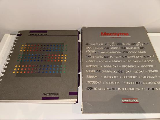 Two books, both by Symbolics: Color System manual and Macsyma User's Guide.