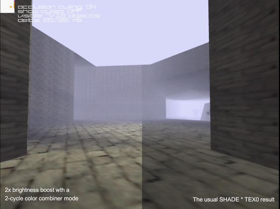 brightened vs normal shading texture comparison from an n64 emulator screenshot