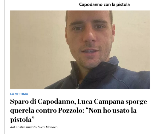 Capodanno con la pistola taviTTiva Sparo di Capodanno, Luca Campana sporge querela contro Pozzolo: “Non ho usato la pistola” datmostro imiato Luca Monaco