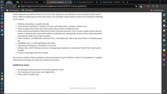 Vague wording of SIMKL's user submitted reviews.