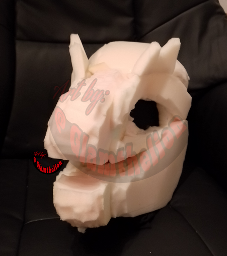 Green And Grey allosaurus fursuit premade minipartial head foam base