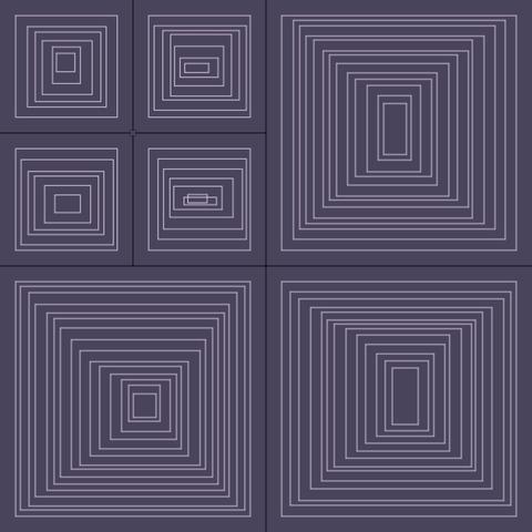 Generative art inspired by the works of Vera Molnar. The pattern is divided into different sized squares, with irregularly nested squares within those.