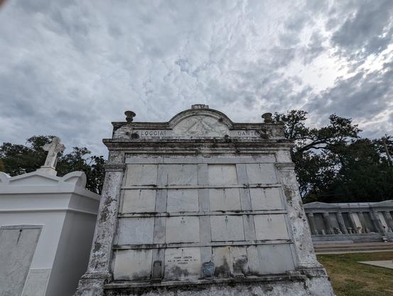 The Loggia Dante masonic lodge tomb in the St Louis 3 cemetery in Storyville, New Orleans.