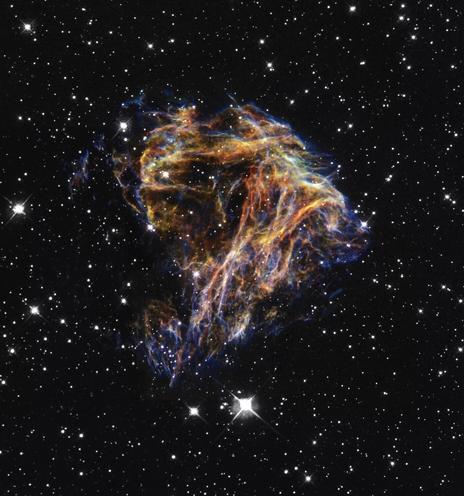 Das Hubble-Weltraumteleskop nahm dieses Bild einer Sternexplosion am 7. Juli 2003 auf, die in der nahe gelegenen Großen Magellanschen Wolke Trümmerteile auswarf. (Bild: NASA, STScI/AURA)